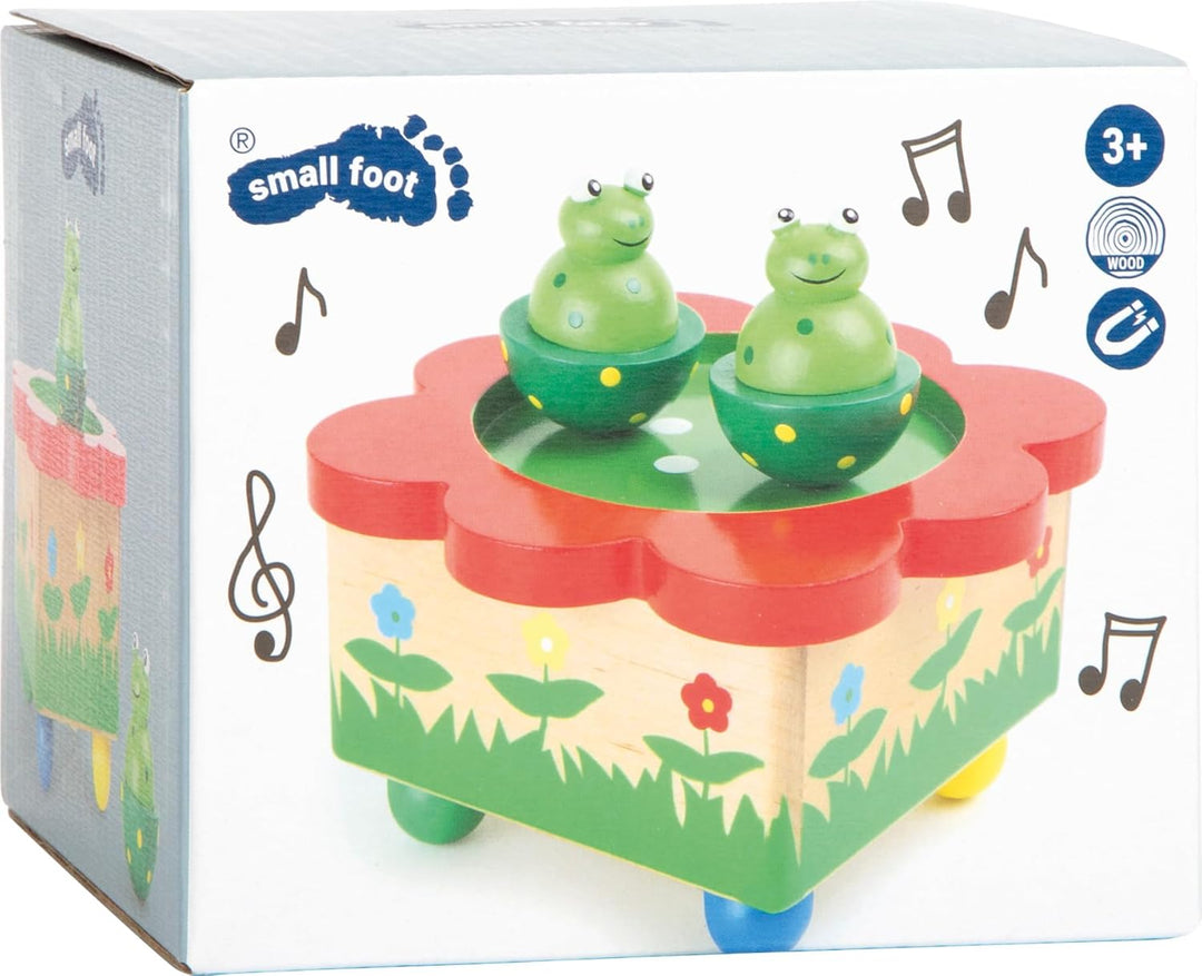 small foot 7541 Spieluhr "Froschteich" aus Holz, mit bunten Fröschen, die zur Melodie tanzen, ab 3 J