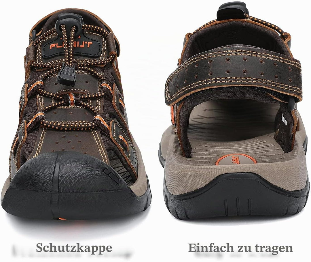 FLARUT Sandalen Herren Outdoorsandalen Sommer Wanderschuhe Trekkingsandalen Leder Strand Wandersanda