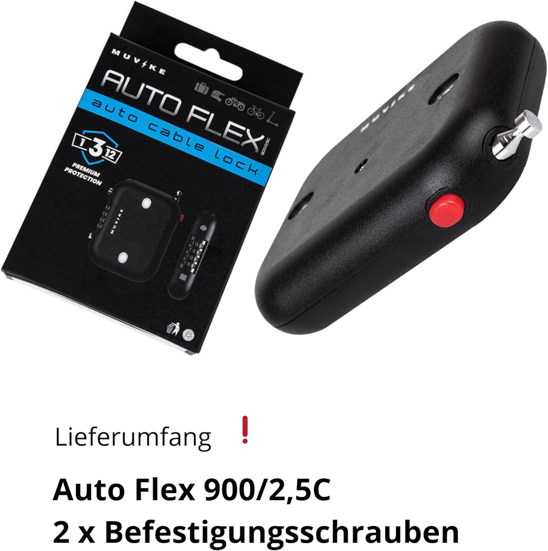 AUTO FLEX 900/2,5C Fahrradschloss – 90cm Sicherheitskabel mit Zahlenschloss – kompakt, ultraleicht &