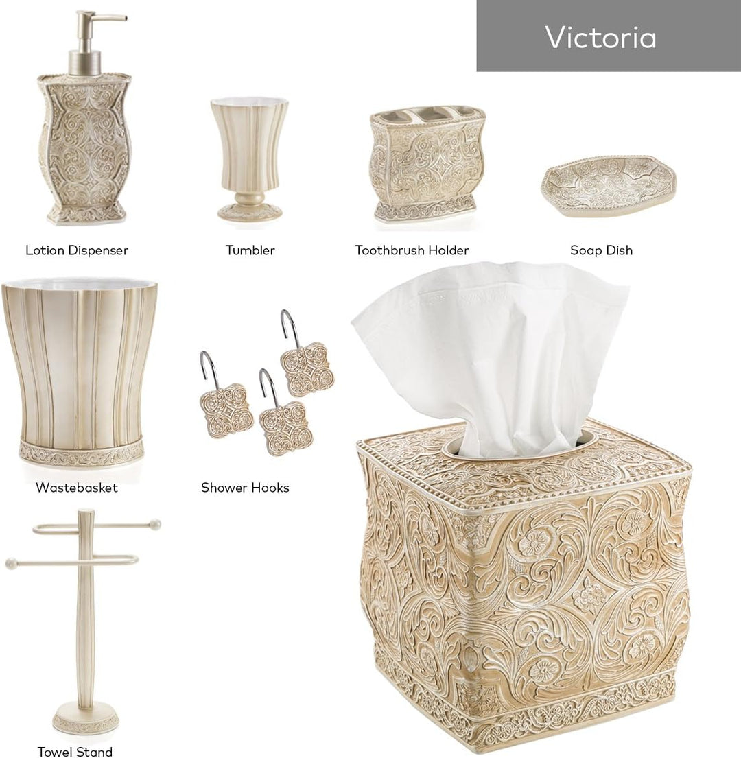 Creative Scents Victoria Dekorative Duschhaken, Set mit 12 Stück beige, Duschvorhanghaken