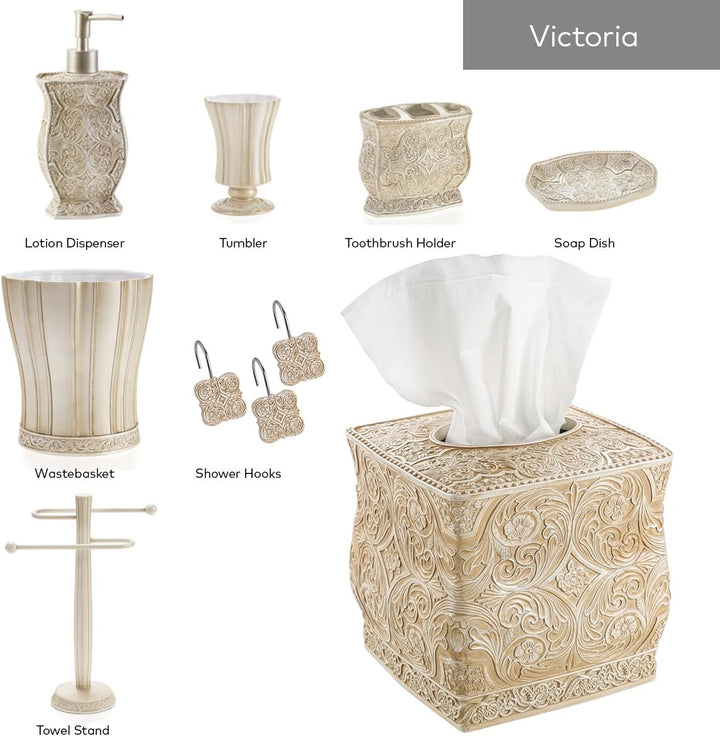 Creative Scents Victoria Dekorative Duschhaken, Set mit 12 Stück beige, Duschvorhanghaken