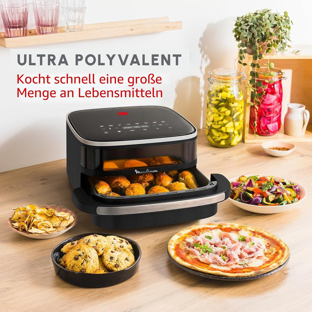 Moulinex Easy Fry XL Surface, XL-Luftfritteuse mit Antihaft-Korb und Sichtfenster, Extra-Crisp-Techn