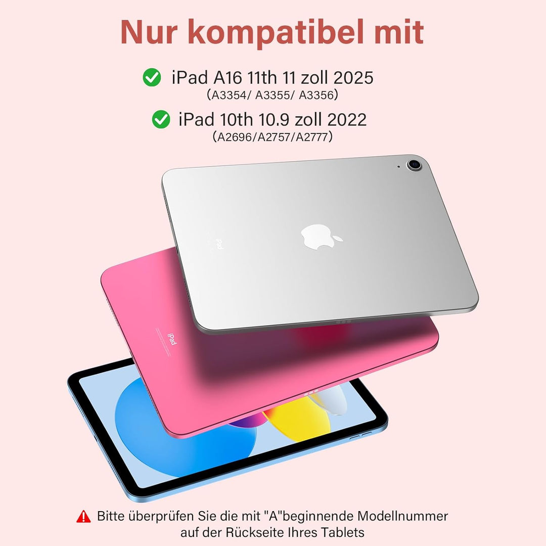 CC Store Hülle mit Tastatur für iPad A16 11 Generation 2025/10 Generation 2022 (11/10.9 Zoll), Magne