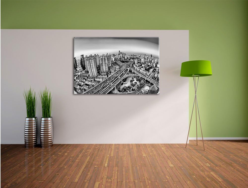 Pixxprint Blick auf Autobahn als Leinwandbild/Grösse: 100x70 / Wandbild/Kunstdruck/fertig bespannt,
