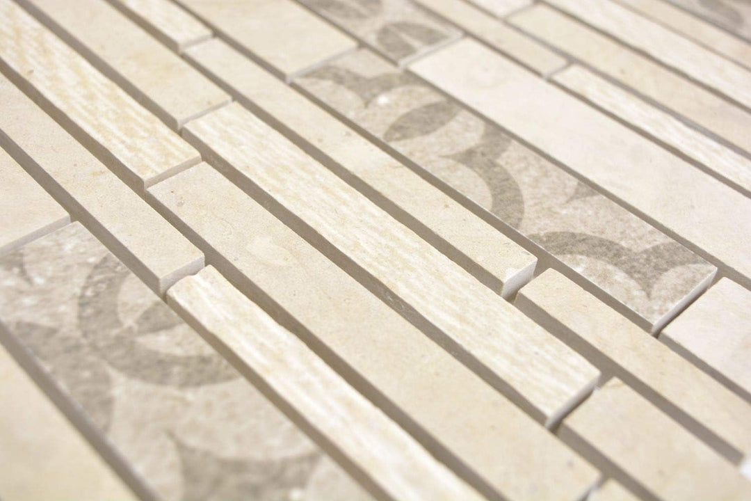Mosaik Fliese Verbund Marmor/Keramik mix beige für WAND BAD WC KÜCHE Wandverblender Fliesenspiegel V