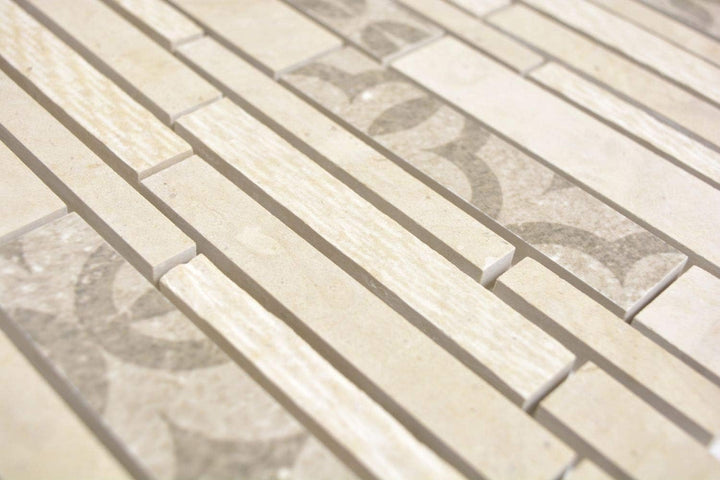 Mosaik Fliese Verbund Marmor/Keramik mix beige für WAND BAD WC KÜCHE Wandverblender Fliesenspiegel V