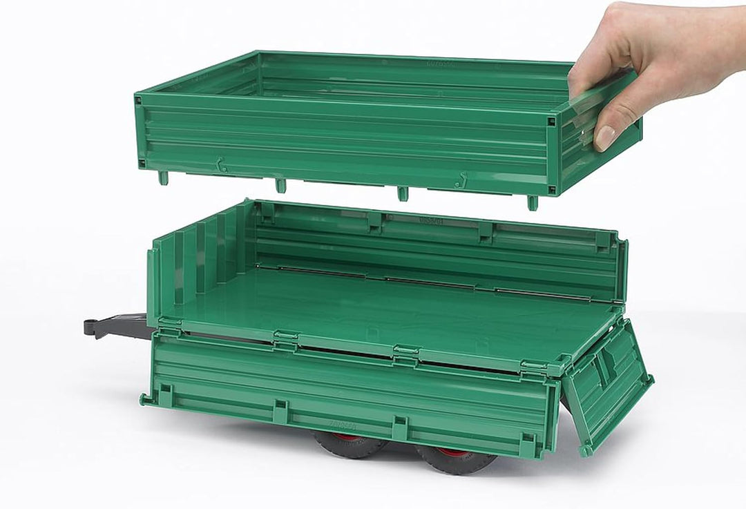 bruder 02010 - Tandemachs-Transportanhänger mit Aufsteckbordwand - 1:16 Kippanhänger Bordwandanhänge