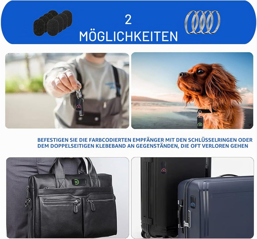 Schlüsselfinder mit dünneren Empfängern und fortschrittlichen Stofffernbedienungen, SIMJAR 80dB+ RF