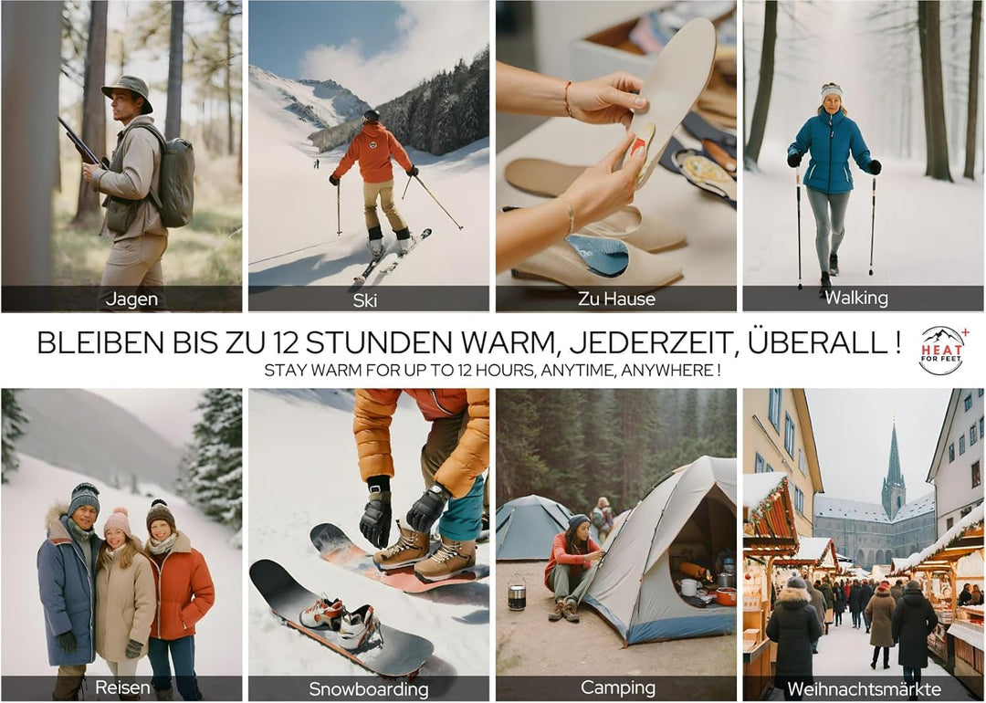 HEAT FOR FEET - Wärmesohlen für Schuhe - 30 Paar - Sofort wärmende & Bequeme Einlegesohlen, bis zu 1