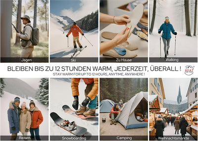 HEAT FOR FEET - Wärmesohlen für Schuhe - 30 Paar - Sofort wärmende & Bequeme Einlegesohlen, bis zu 1