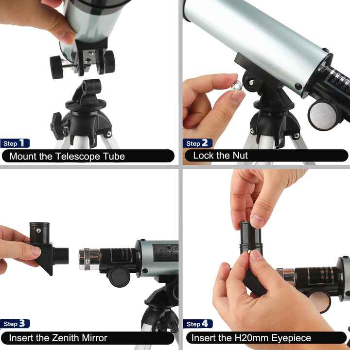 Misilmp Astronomical Telescope, Teleskop für Kinder Zoom 360/50 mm 90X HD Monokulares Weltraumtelesk