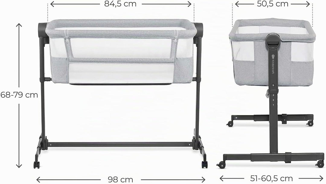 Kinderkraft NESTEE UP 2 Beistellbett 2 in 1, Kinderreisebett mit Matratze Laken, 5-stufige Matratzen