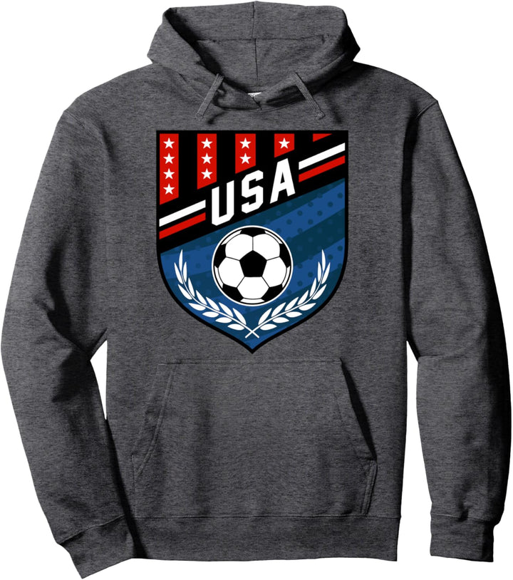 Trendy USA Soccer Team Stars & Stripes Badge Pullover Hoodie
