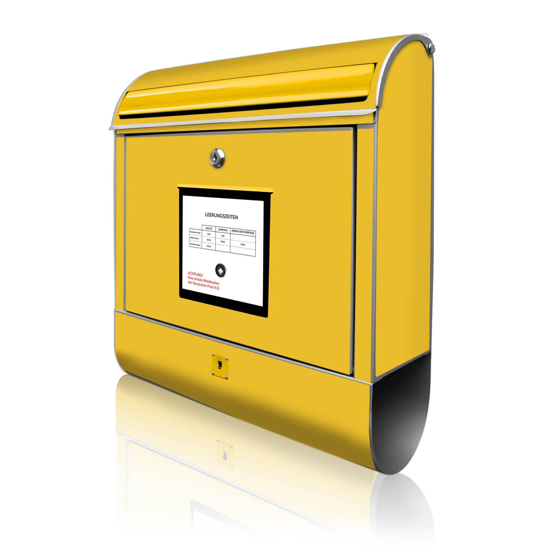 banjado® Design Briefkasten mit Motiv Briefkasten Gelb 39x47x14cm &amp; 2 Schlüssel - Briefkasten Stahl