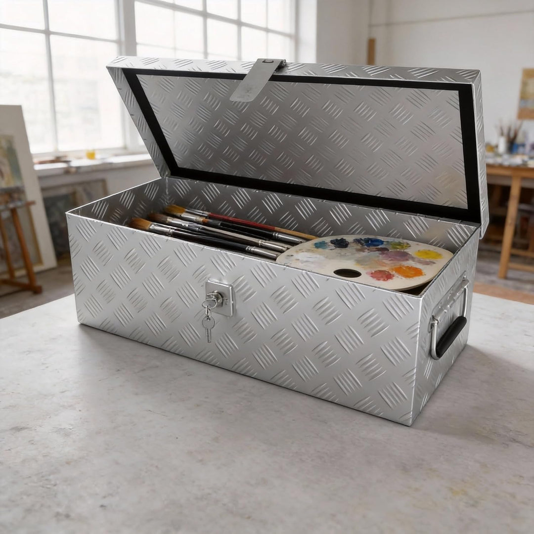 HENGMEI Aluminium Transportbox Werkzeugkiste Anhänger, Werkzeugkasten, Deichselbox mit Schloss, Wass