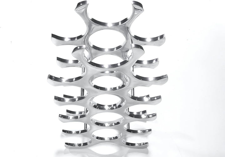 Kobolo Weinregal Flaschenregal Circle - für 15 Flaschen - Metall poliert - modern - Silber 25x14x55