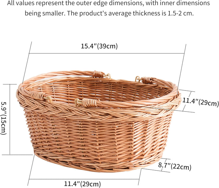 Picknickkorb aus Weide mit Griff, Einkaufskorb, Naturbraun 11.8 inches x 15.7 inches x 5.9 inches, 1