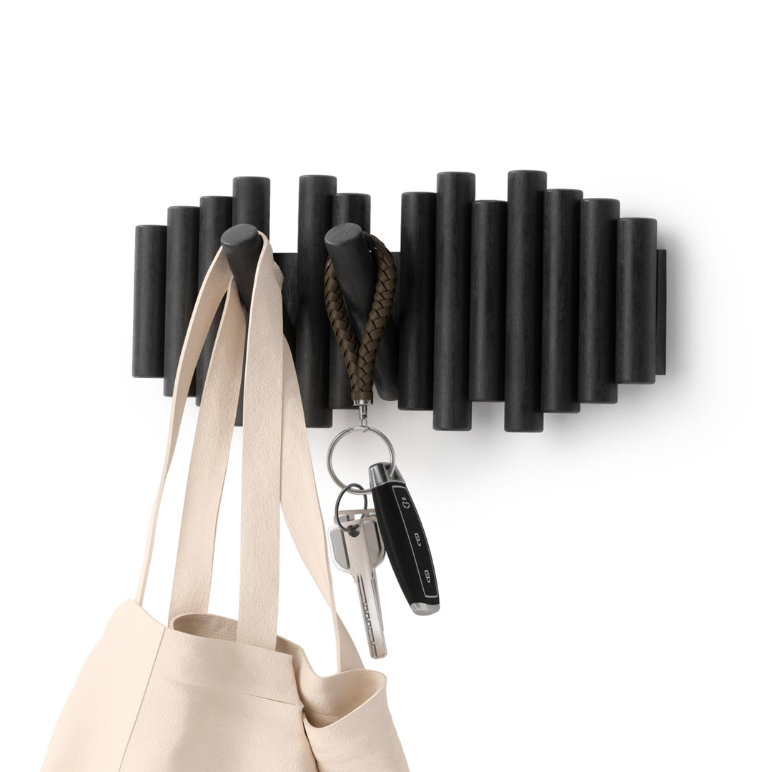 Umbra Picket Garderobenhaken - Garderobenleiste und Moderne Wand Dekoration mit 5 Klapphaken aus ges