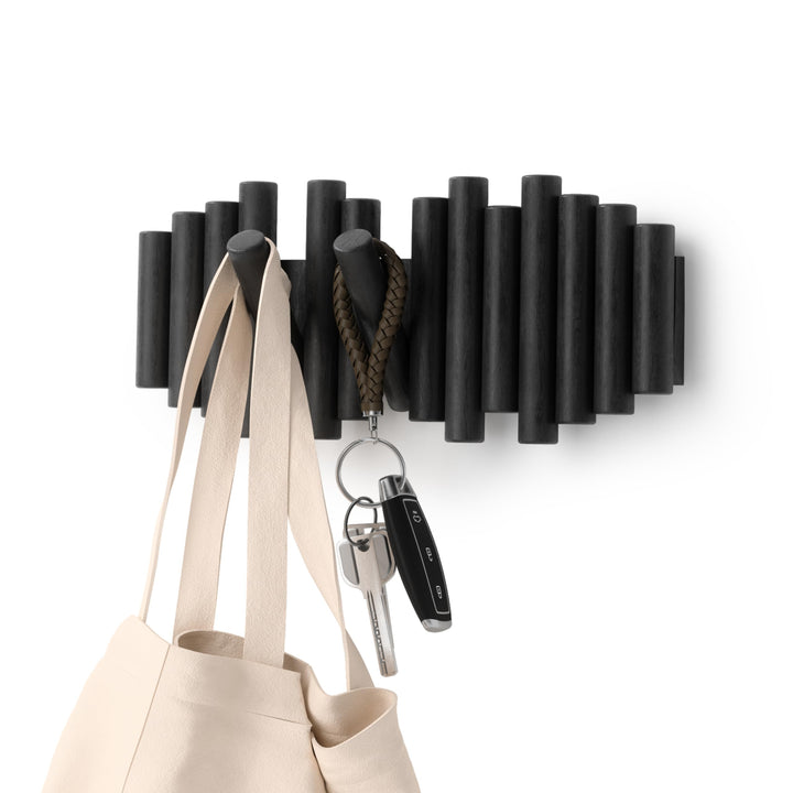 Umbra Picket Garderobenhaken - Garderobenleiste und Moderne Wand Dekoration mit 5 Klapphaken aus ges