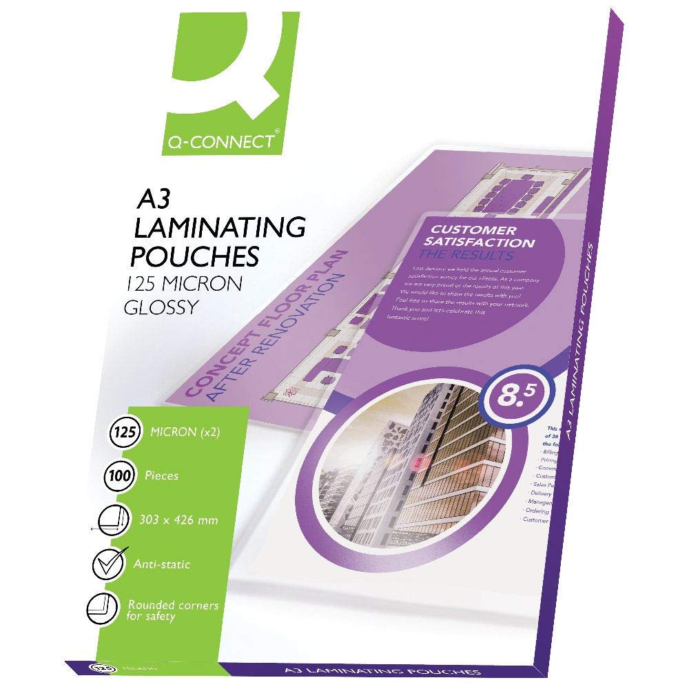 Q-Connect KF04124 Laminiertaschen A3 125 Mikron 100 Stück
