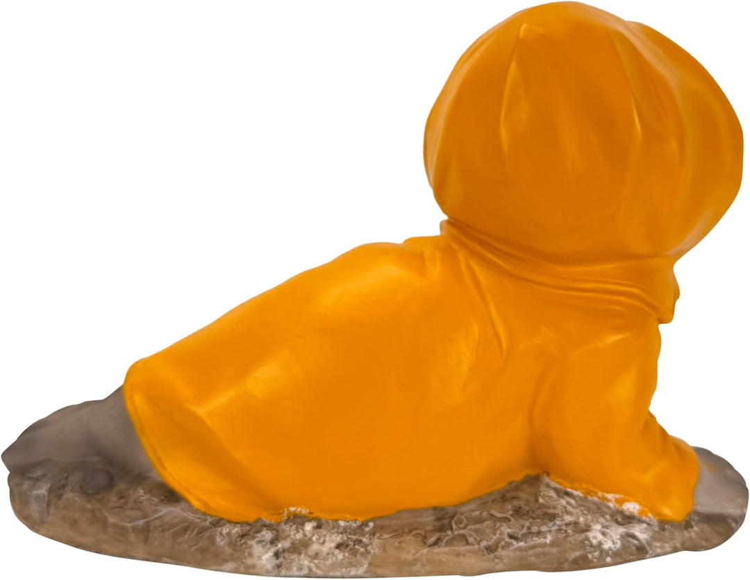 Gartenfigur für draussen, Teichdeko - Seehund, Robbe im Regenmantel, wetterfest - Deko Figur 21,5 cm