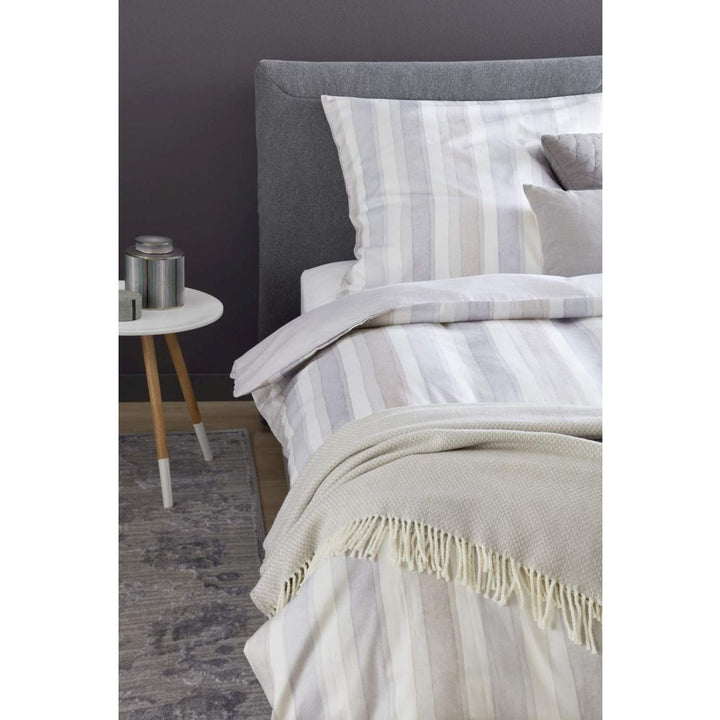 Schöner Wohnen Mako-Satin Wendebettwäsche Millie-B beige-grau 1 Bettbezug 200 x 200 cm + 2 Kissenbez