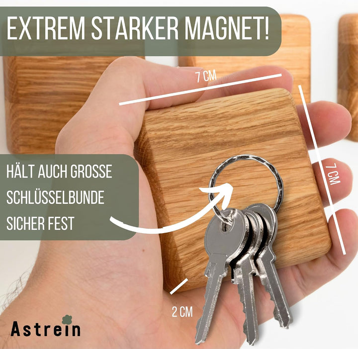ASTREIN® | Magnetischer Schlüsselhalter | Messerhalter | Wandhalterung aus Holz | Buche | Umzugsgesc