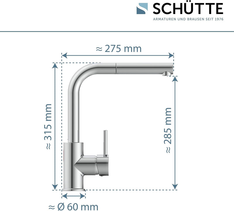 SCHÜTTE 99700 VITAL Sensor-Spültischarmatur Küche, Küchenarmatur mit ausziehbarer Brause, automatisc