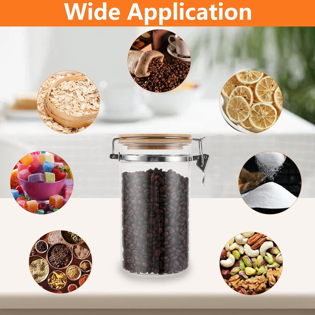 WOPPLXY 3er Set Kaffeebohnen Behälter mit Deckel, 1150ml Kaffeedose Luftdicht, Glas und Bambus Kaffe