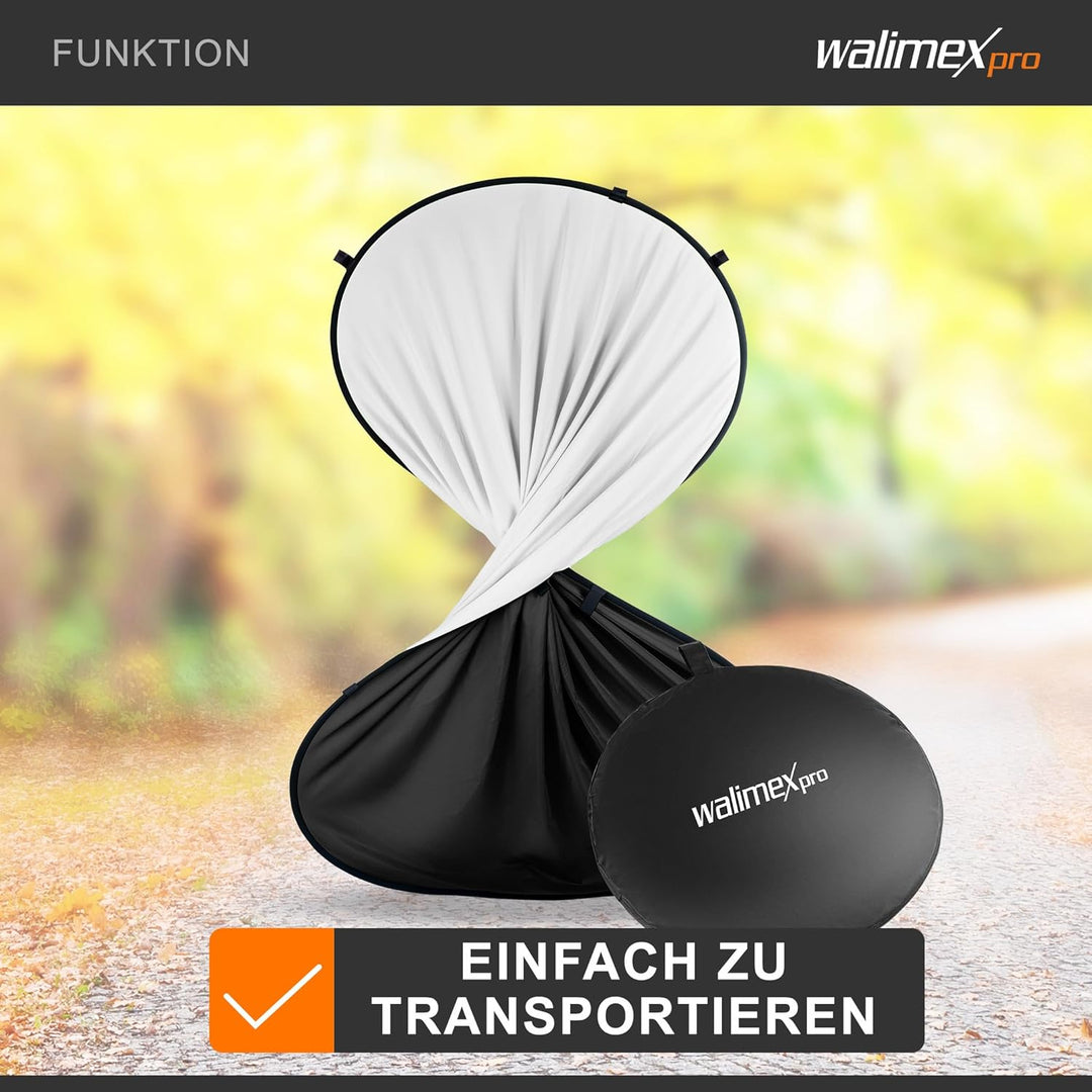 Walimex pro 2in1 Falthintergrund (reflektionsarme Baumwolle, inkl. praktischer Transporttasche, 150
