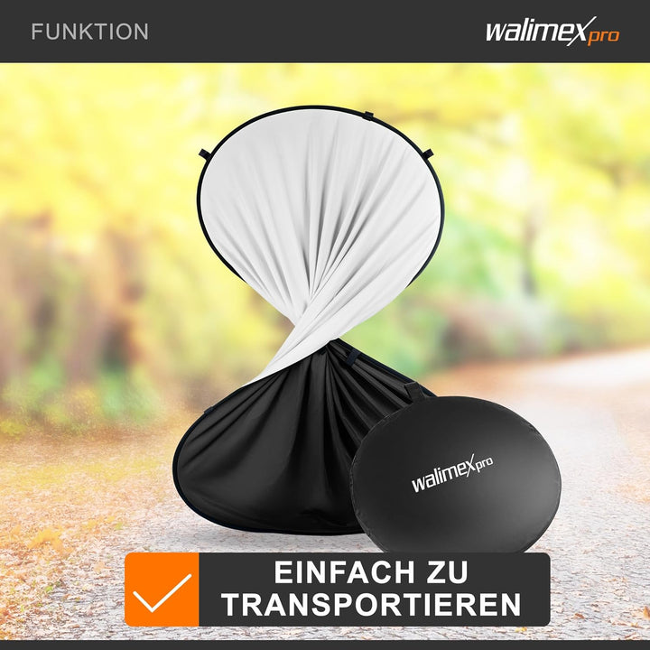 Walimex pro 2in1 Falthintergrund (reflektionsarme Baumwolle, inkl. praktischer Transporttasche, 150