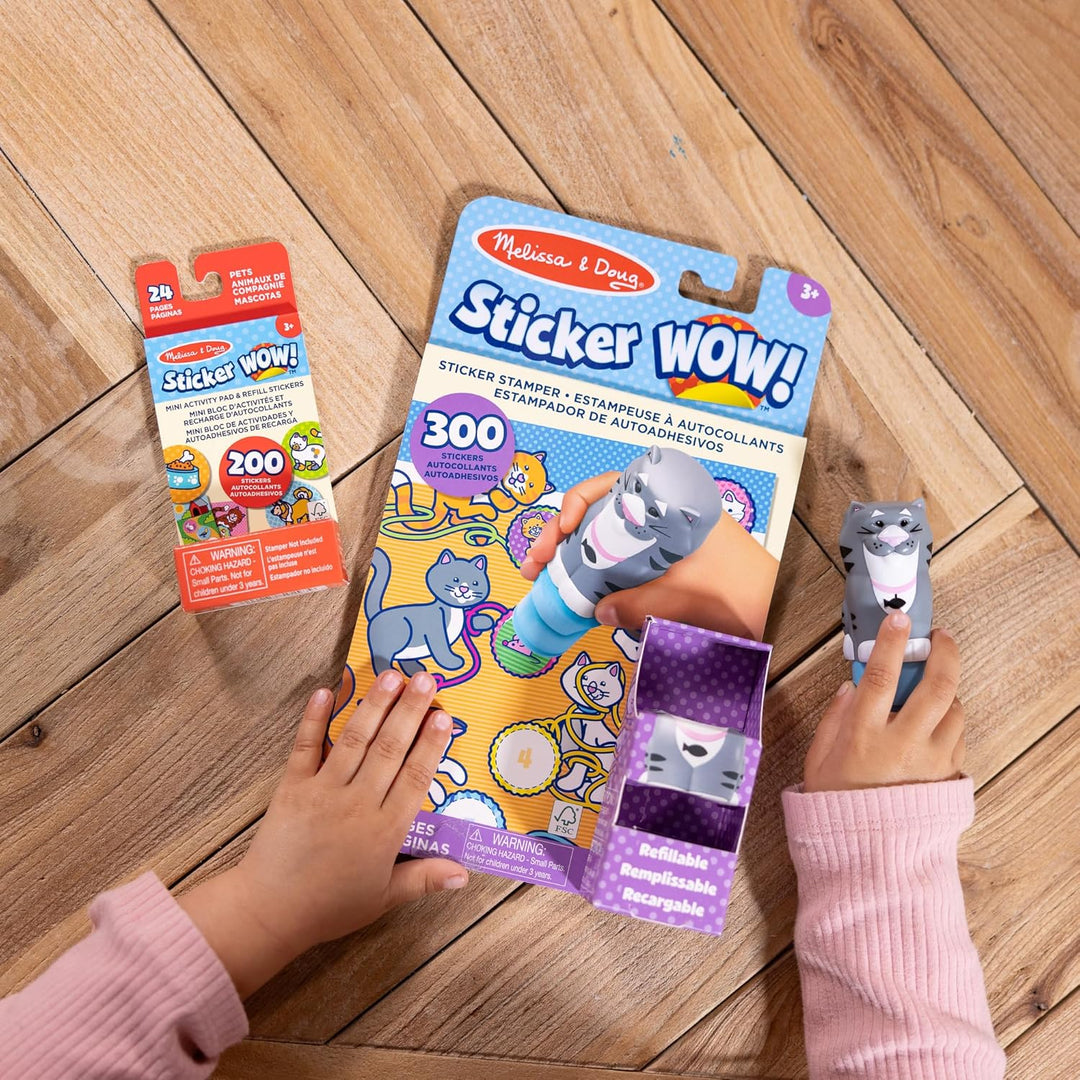 Melissa & Doug Sticker Wow!™ Katzen-Paket: 24-seitiger Aktivitätenblock, Aufkleberstempel, Mini-Akti