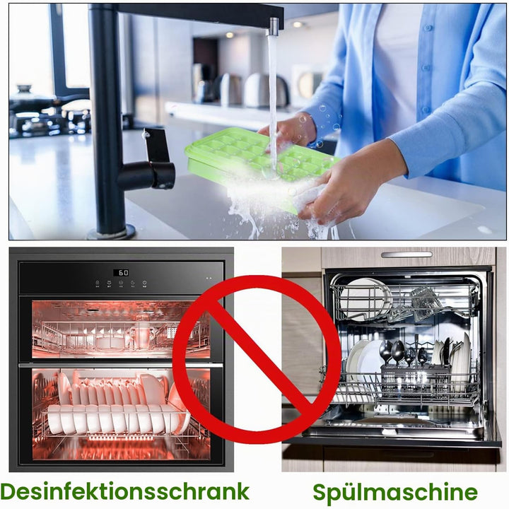 Eiswürfelform, Lebensmittelechte Silikon Eiswürfelbehälter mit Deckel, Alle Eiswürfel in Einer Sekun