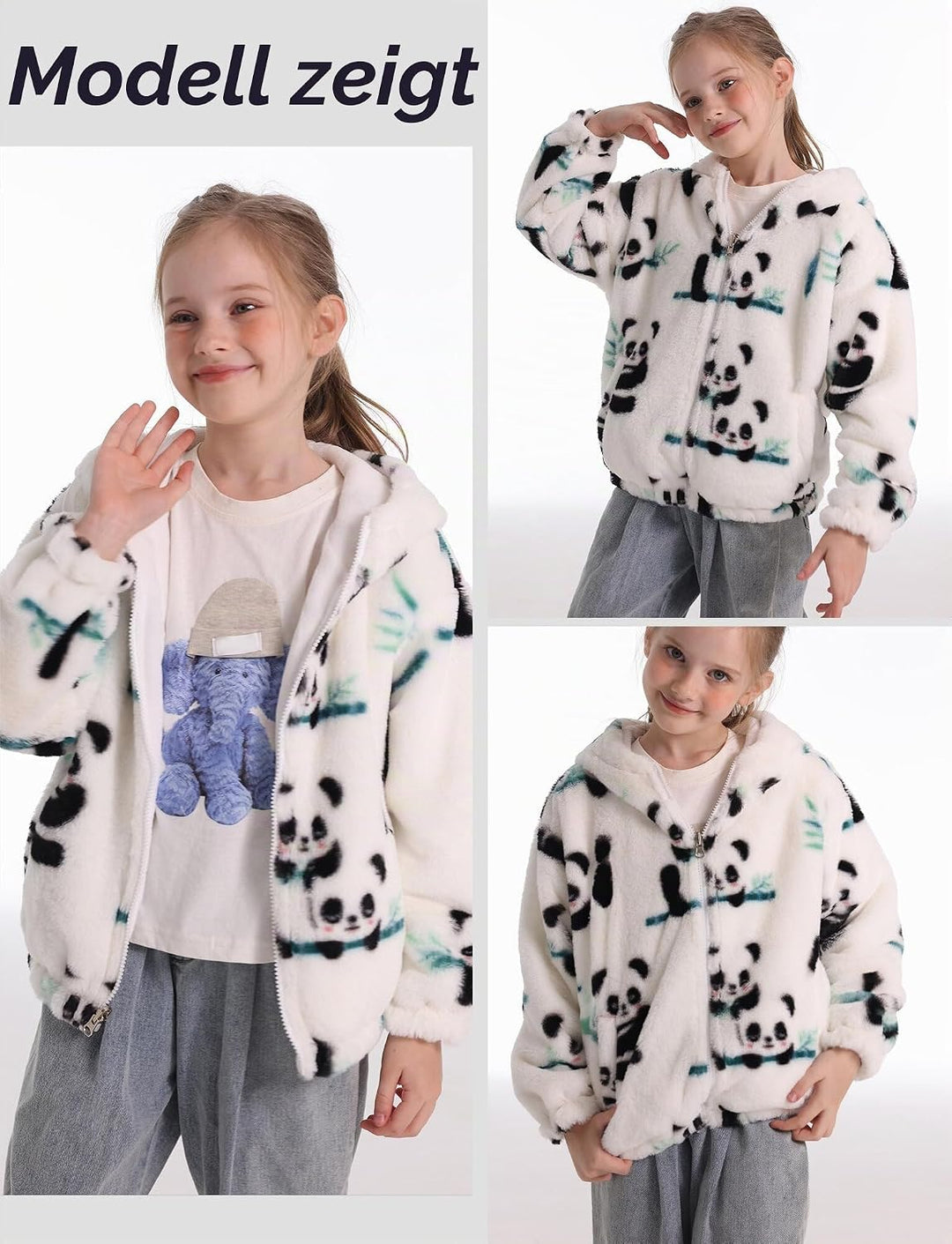 SEAUR Kuscheljacke Mädchen Flauschig Teddy-Fleece Hoodie Jacke Kinder Kuschelig Plüsch Supersoft Man