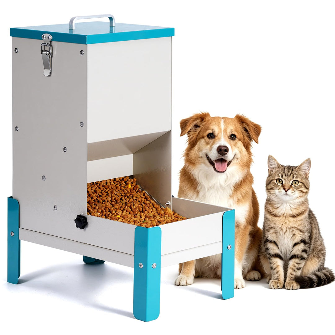 Futterautomat Hund Trockenfutter, Metall-Futterspender für Katzen/Hunde, mit Abnehmbarem Näpfe, für