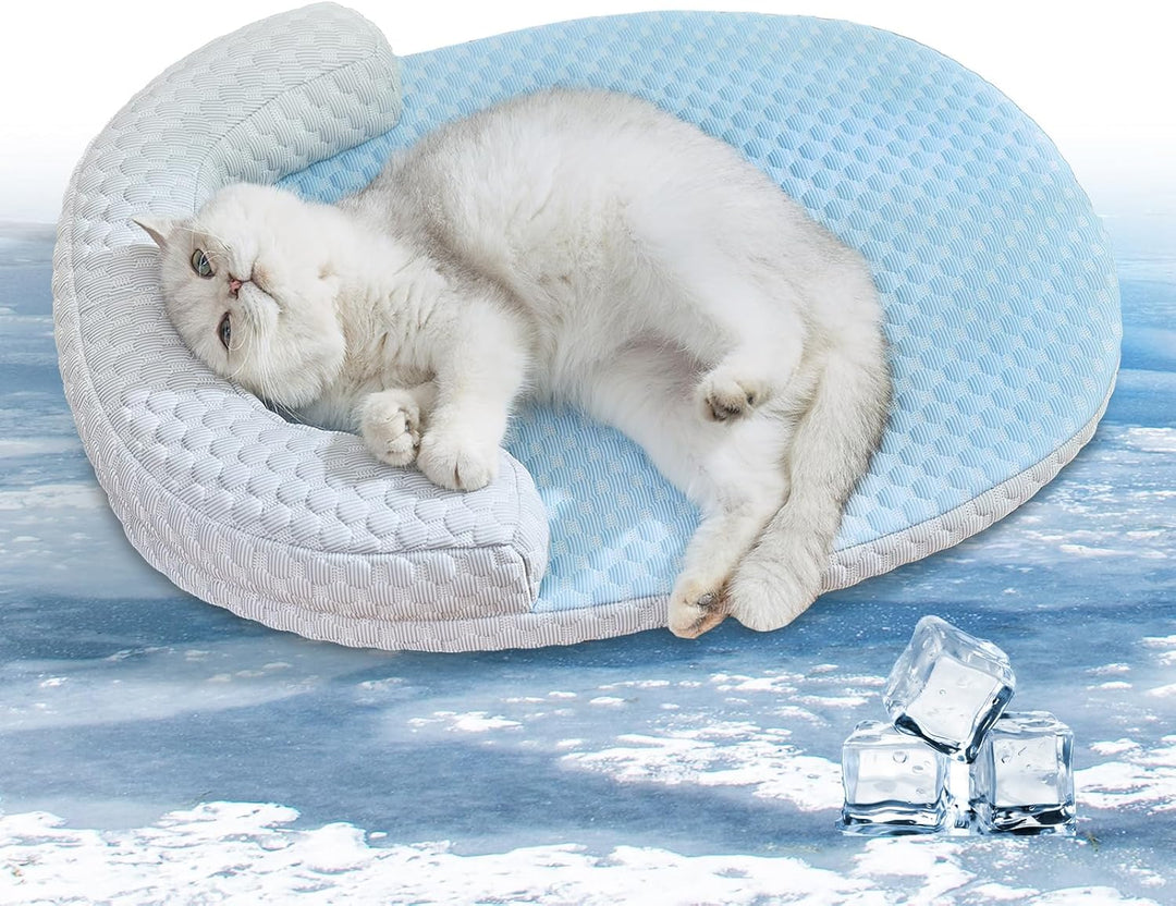 Katzenkuhlbett Waschbar60 * 46cm lit U-fōrmigem Kopfkissen Katzen Bettchen fur Katze HundeKihlmatte