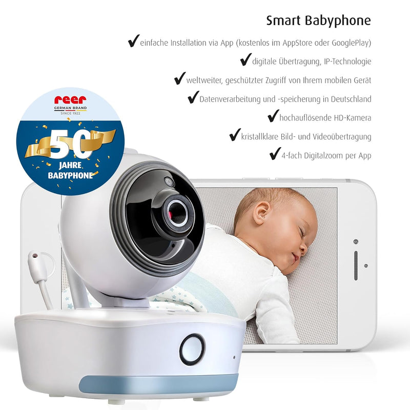 Reer, IP BabyCam Move macht Dein Smartphone zum VideoBabyphone fernsteuerbar 330° Rundumsicht Datens