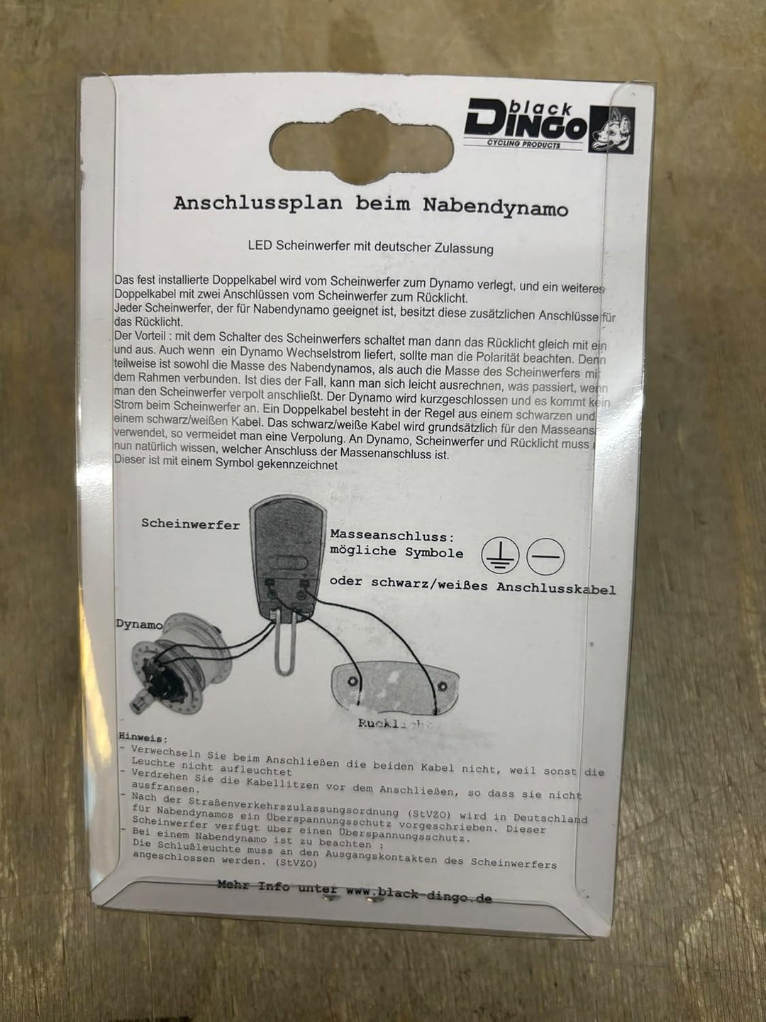BDCP Fahrrad Nabendynamo Beleuchtungsset 4,UN-4268 LED-Scheinwerfer, Rücklicht und Kabel