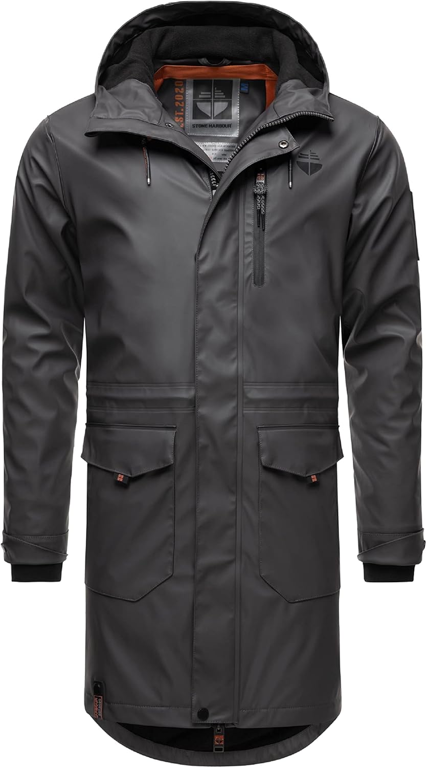 STONE HARBOUR Warmer Regenponcho gefütterter Regenmantel wasserdicht mit innenliegendem Tragegurt un