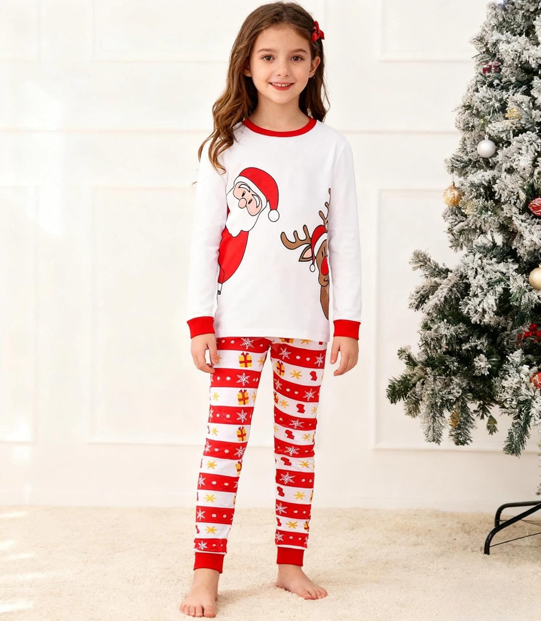 Weihnachts Schlafanzug Kinder Unisex Jungen Mädchen Weihnachten Nachtwäsche Langarm Baumwolle Christ
