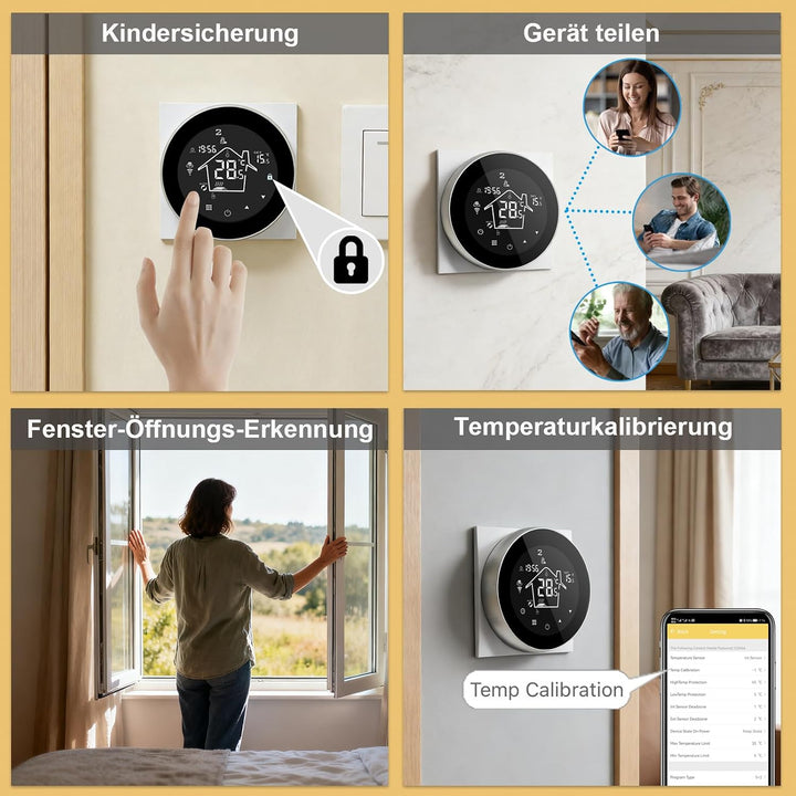 KETOTEK Thermostat Fussbodenheizung Wasser WiFi 3A Unterputz, Programmierbar Raumthermostat Fussbode