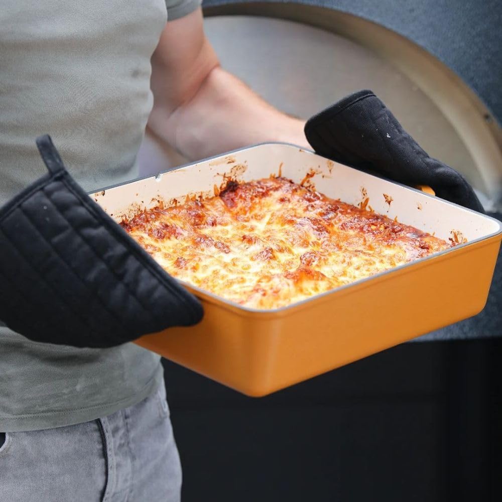Mahlzeit Gusseisen Bräter emailliert | 10,8 Liter | Sunny Orange | Bräter 2in1 mit Bratpfanne | Brät