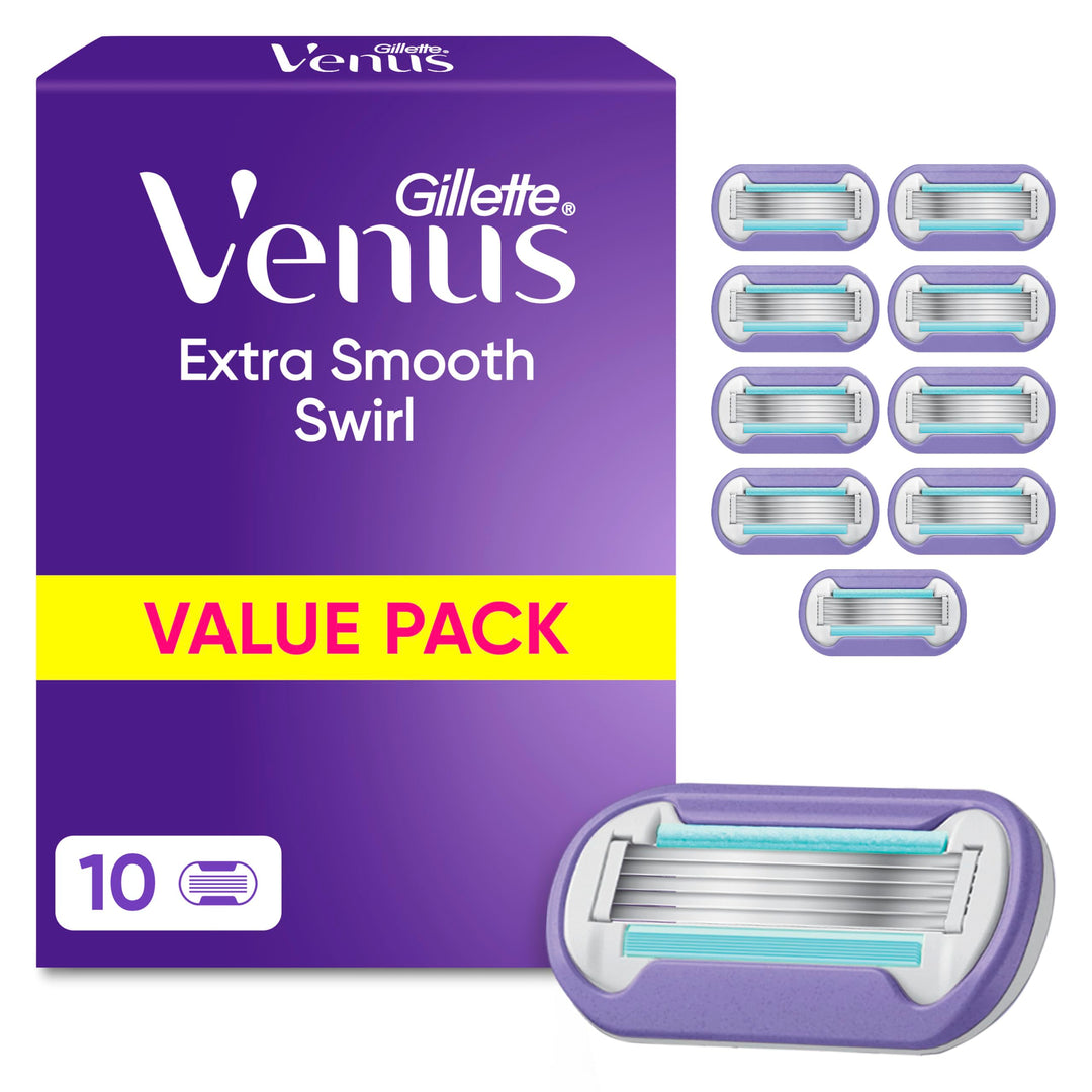 Gillette Venus Deluxe Smooth Swirl Rasierklingen Damen, 10 Ersatzklingen Damenrasierer mit 5-fach Kl