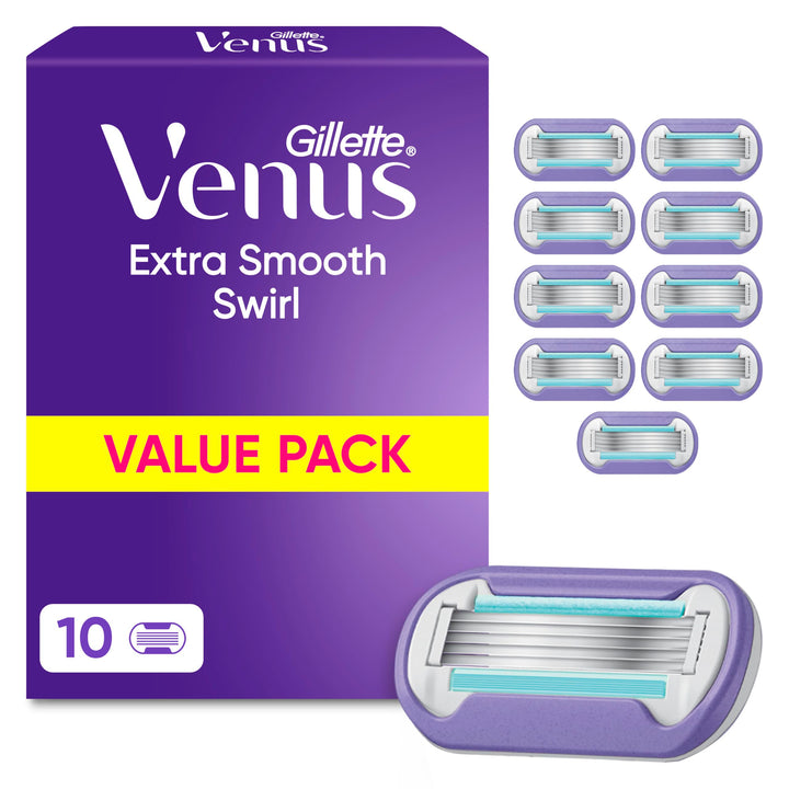 Gillette Venus Deluxe Smooth Swirl Rasierklingen Damen, 10 Ersatzklingen Damenrasierer mit 5-fach Kl