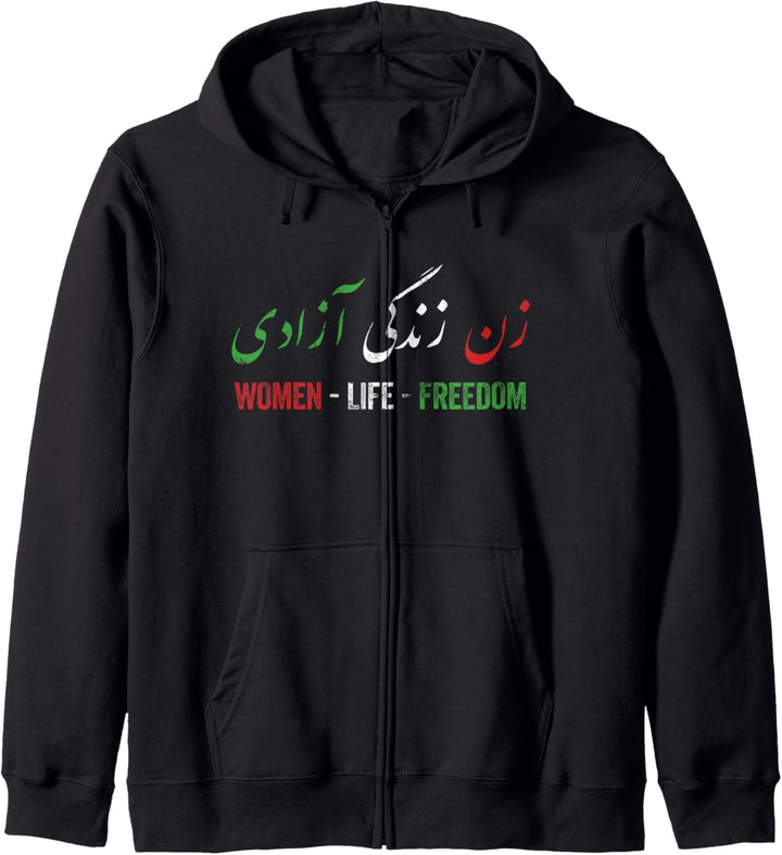 Women Life Freedom, Zan Zendegi Azadi, Flagge des Irans, dunkel Kapuzenjacke