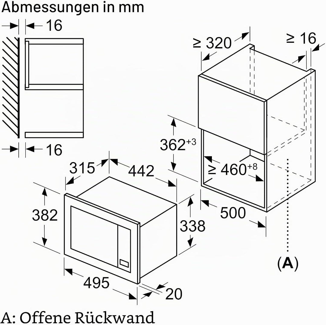 Balay 3CG5142X3 Mikrowelle integrierbar, Grill, 50 x 38 cm, 800 W, 20 l, elektronische Uhr, Ap. Seit