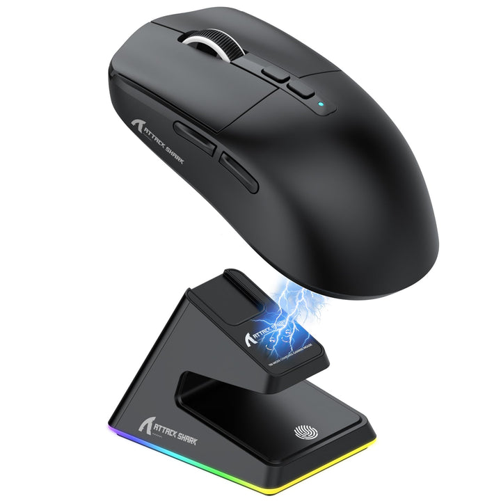 ATTACK SHARK X6 49g SUPERLIGHT Maus mit magnetischer Ladestation, PixArt PAW3395 Gaming-Sensor, BT/2