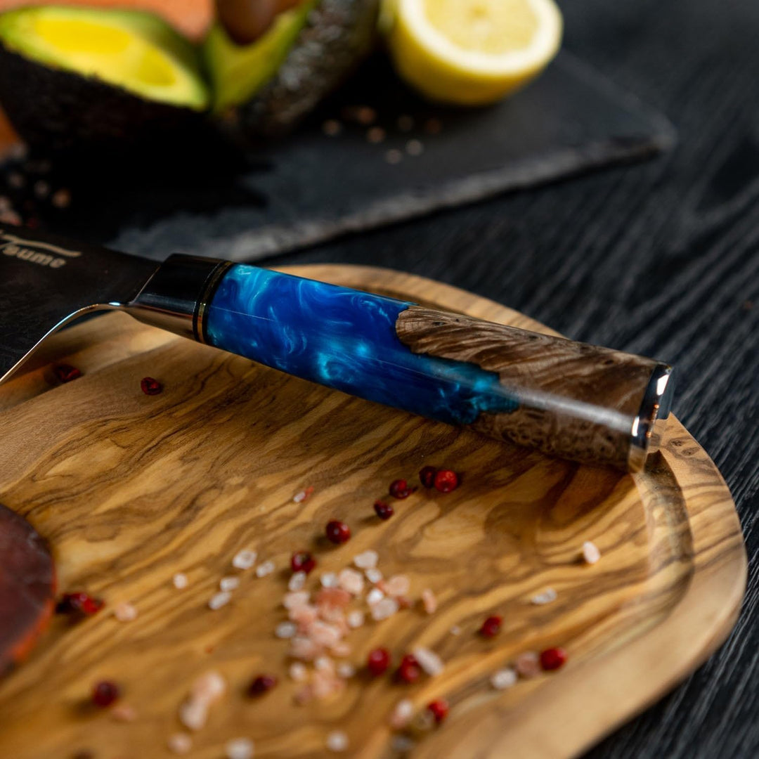 Tsume Starter Set Saphir, Messerset mit 2 Premium Küchenmessern, Echte Damast Küchenmesser, 67 Schic