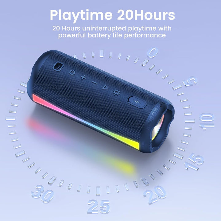 Bluetooth Lautsprecher mit Licht, Musikbox Tragbarer Bluetooth 5.4 Box, 20W Dual Lautsprecher, Duale