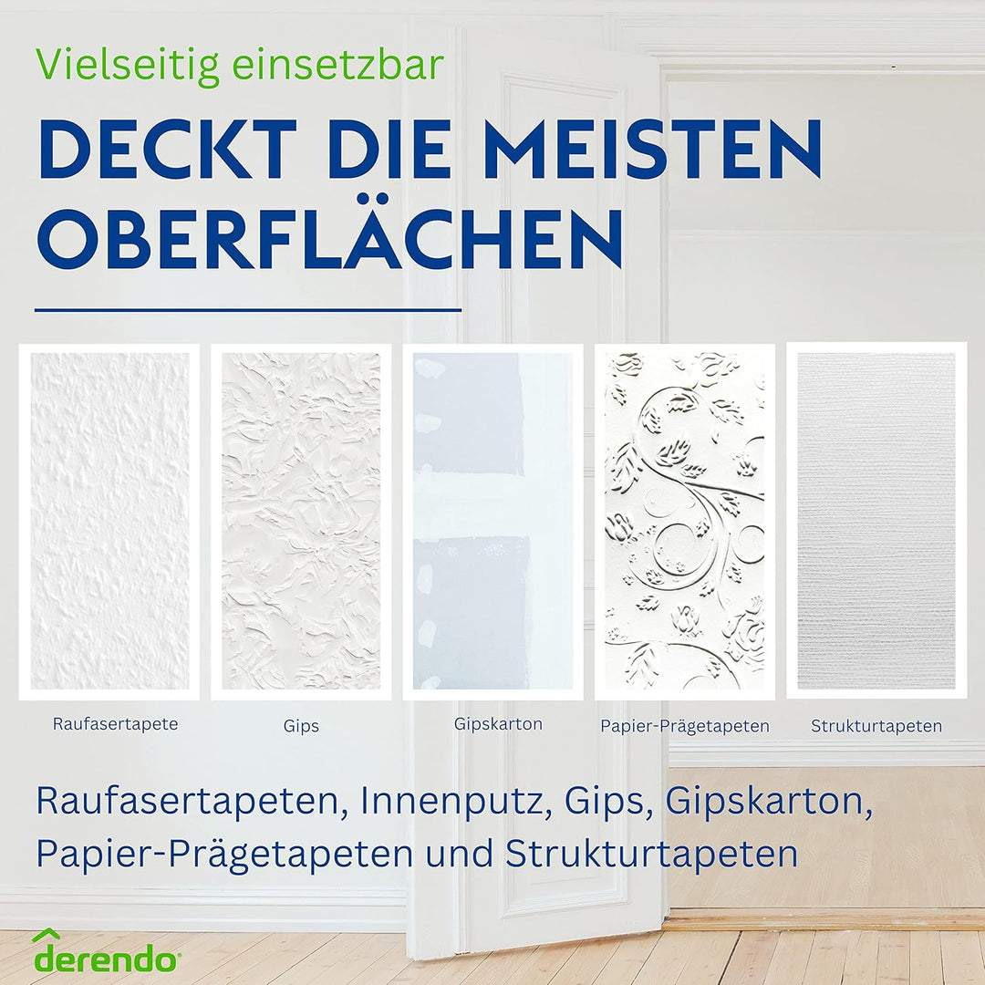 derendo Schneeweiss ultra wandfarbe weiss höchste deckkraft 2.5l weisse wandfarbe ausbessern wand st